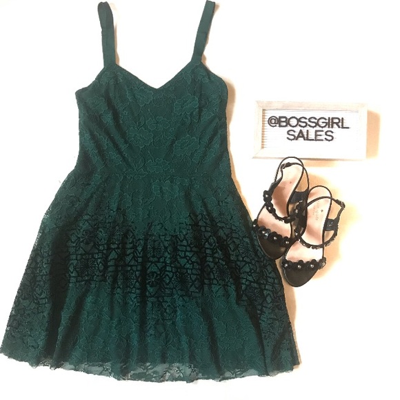 Free People Dresses & Skirts - Free People Green and black Lace Dress M